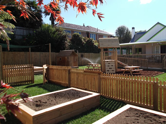 View of our play area and garden.